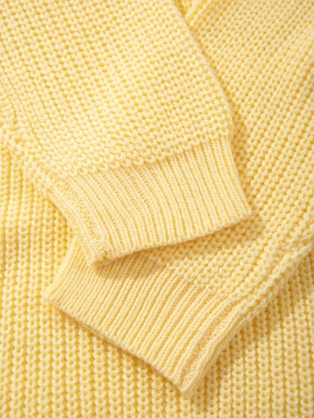 Yellow Women's Casual Ribbed Long Sleeve Sweater_7